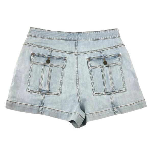 Ulla Johnson Denim Shorts Size 10 High Waist Button Fly Light Wash NWT - Picture 2 of 6